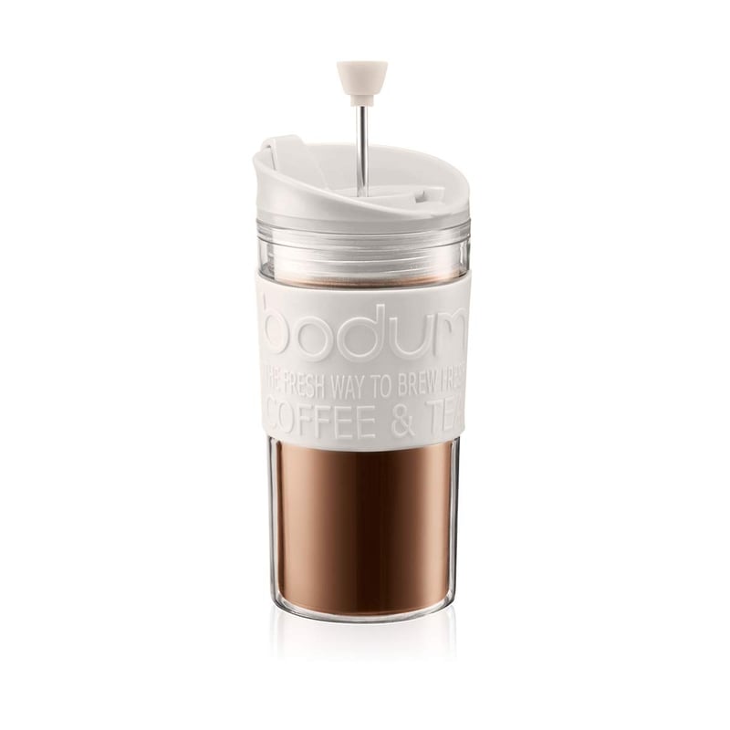 Bodum 11102-913S Travel Press putna šalica za kavu s prešom i poklopcem, 0,35 L, bijela/prozirna, plastika
