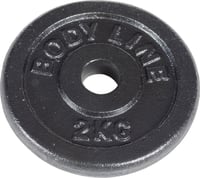 Disc de greutate din fontă Bodyline 2 kg pentru bară și gantere - Diametru 25 mm - Pentru sală și antrenament acasă 1