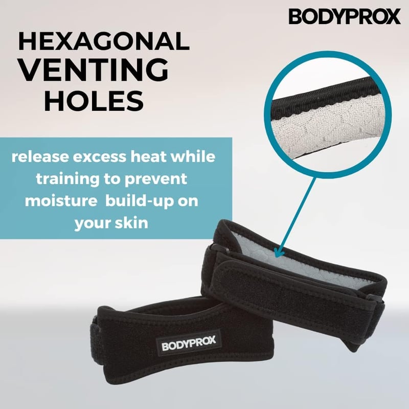 Bodyprox Patella Térd Szalag 2 db, Térdfájdalom Enyhítő Támasz Futáshoz és Sporthoz