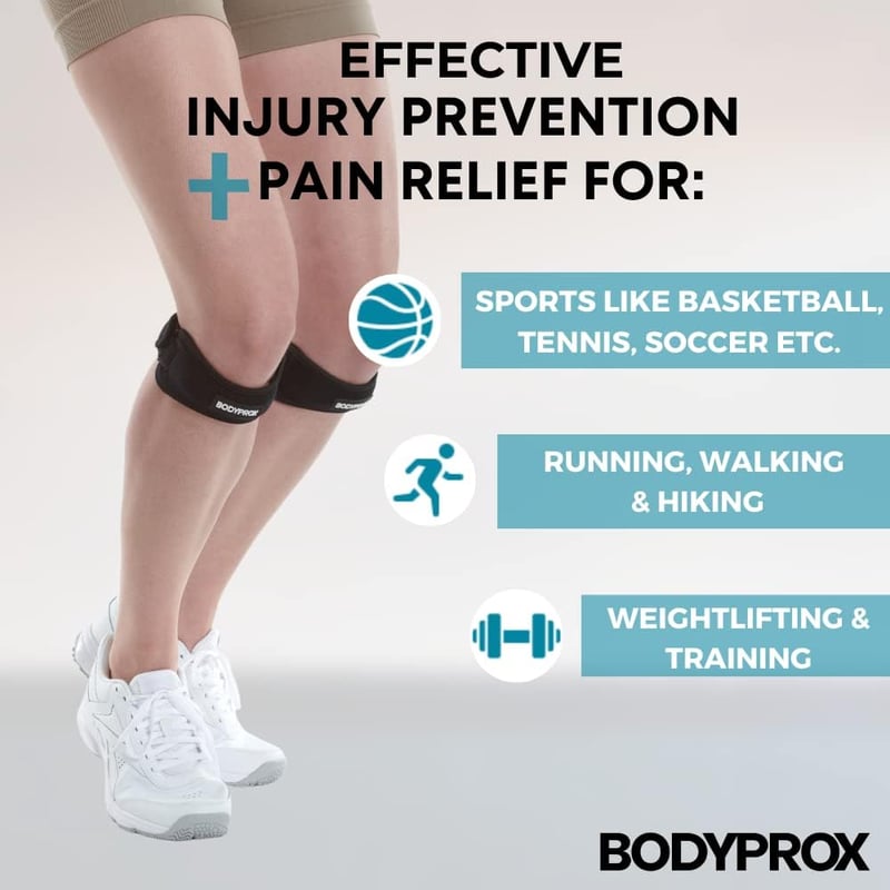 Bodyprox Patella Térd Szalag 2 db, Térdfájdalom Enyhítő Támasz Futáshoz és Sporthoz