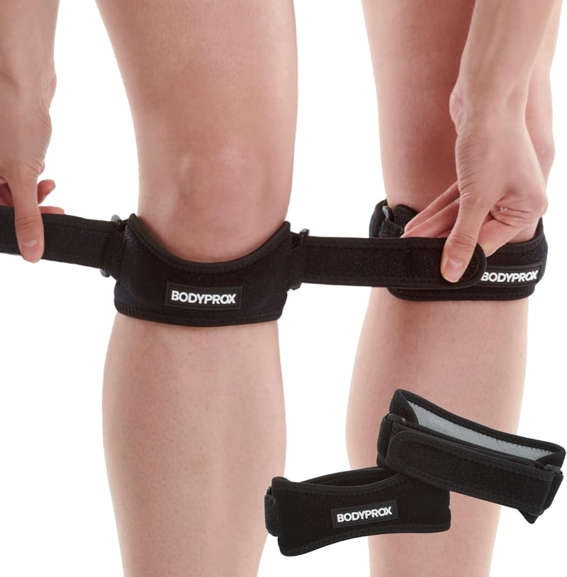 Bodyprox Patella Térd Szalag 2 db, Térdfájdalom Enyhítő Támasz Futáshoz és Sporthoz