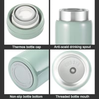 Termos cu Izolație în Vid Boenkush 280 ml – Recipient Termic pentru Băuturi Reci și Calde, păstrează cald 12 ore, rece 6 ore, Verde Deschis 3