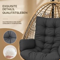 Pernă pentru scaun suspendat BOFITENG, neagră, lavabilă, pernă de șezut groasă pentru scaun suspendat, coș suspendat, balansoar de grădină, pentru utilizare în exterior 3