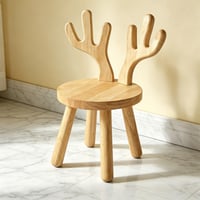 Scaun pentru copii BOFITENG din lemn masiv, 45 x 26 cm, cu spătar în formă de urechi de iepuraș și picioare antiderapante, pentru camera copiilor 1