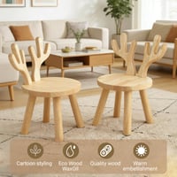 Scaun pentru copii BOFITENG din lemn masiv, 45 x 26 cm, cu spătar în formă de urechi de iepuraș și picioare antiderapante, pentru camera copiilor 4