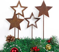 BOFUNX 4 db rozsdabarna fém csillag kerti karácsonyi rúd Advent dísz balkon terasz 1