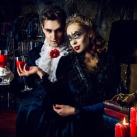 BOFUNX Tiara vintage de Halloween pentru femei cu colier, diademă cu cristale roșii și strasuri, accesoriu de păr pentru prințesă, regină sau mireasă 4