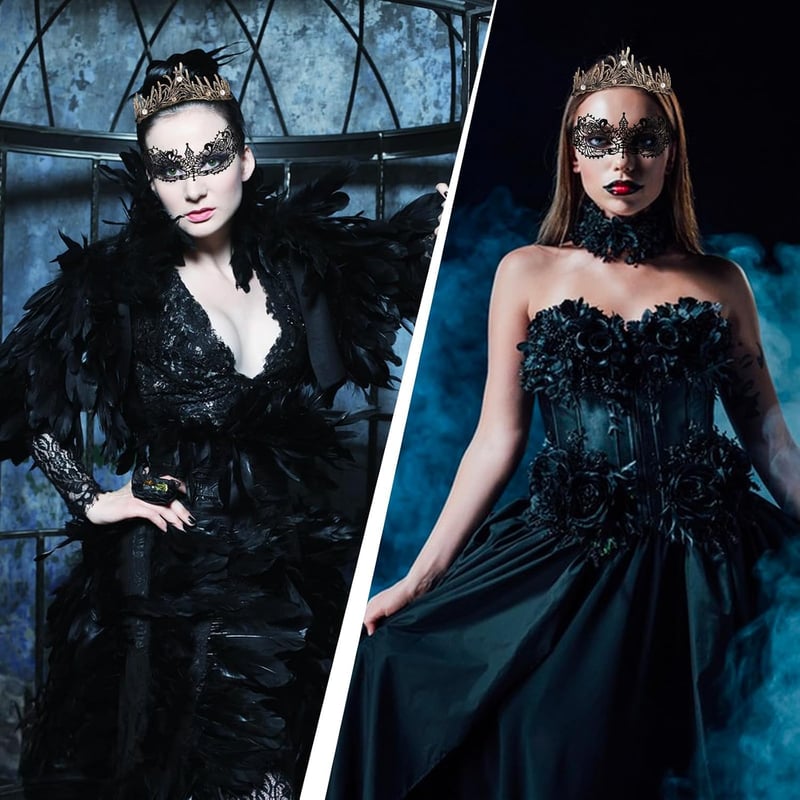 BOFUNX Tiara vintage de Halloween pentru femei cu colier, diademă cu cristale roșii și strasuri, accesoriu de păr pentru prințesă, regină sau mireasă