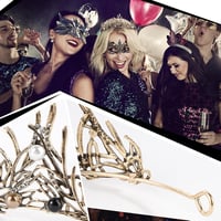 BOFUNX Tiara vintage de Halloween pentru femei cu colier, diademă cu cristale roșii și strasuri, accesoriu de păr pentru prințesă, regină sau mireasă 5
