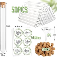 BOFUNX Üvegcsék Partyajándék 50db Dugóval és Matricákkal Esküvőre Keresztelőre 2
