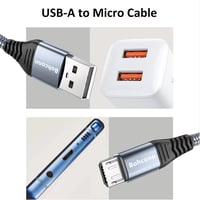 Bohconn Micro USB kábel 9m szürke nylon töltőkábel Samsung Huawei Redmi 2
