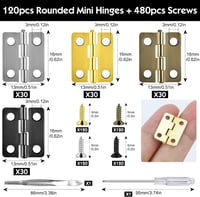 Bohoray 120 db Kihajtható Fém Zsanér Szett 16x13mm 4 Szín + 480 Csavar és Csavarhúzó 2