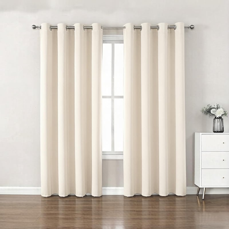 Perdele opace BohrenCL 2 buc., perdea termică izolatoare, protecție împotriva frigului, prindere cu inele, pentru dormitor sau sufragerie, 175x140 cm, crem