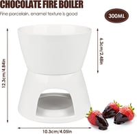 Bohrma Kerámia Fondue Készlet Fehér Csokis és Sajtfondue Edénnyel Gyertyával 2