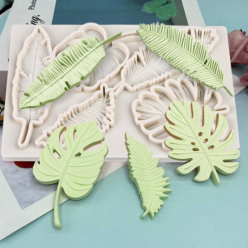 Formă din silicon Bohrma frunze, fondant, decor tort 3D, artizanat, decorare prăjituri - 1