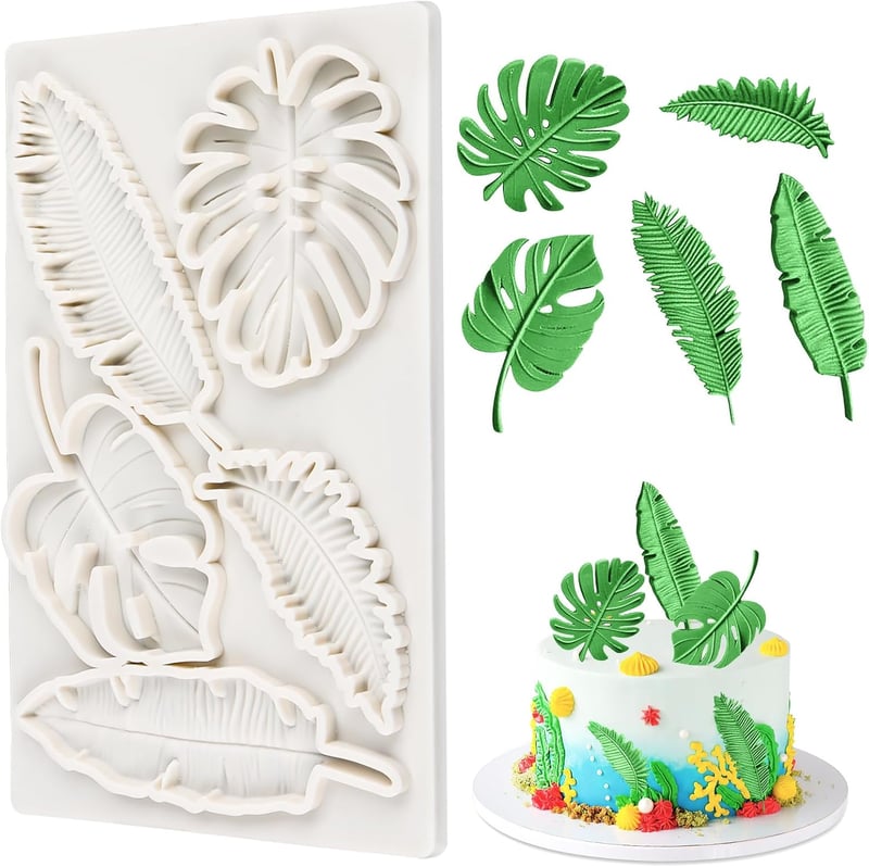 Formă din silicon Bohrma frunze, fondant, decor tort 3D, artizanat, decorare prăjituri - 1