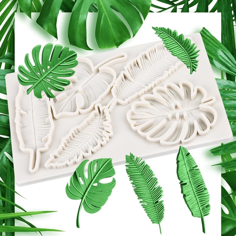 Formă din silicon Bohrma frunze, fondant, decor tort 3D, artizanat, decorare prăjituri - 1