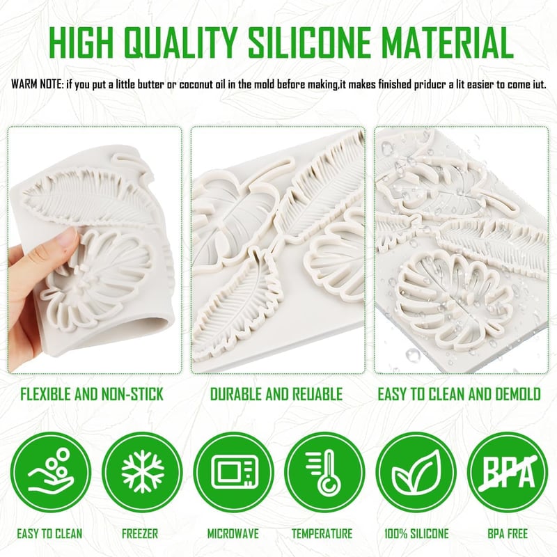 Formă din silicon Bohrma frunze, fondant, decor tort 3D, artizanat, decorare prăjituri - 1