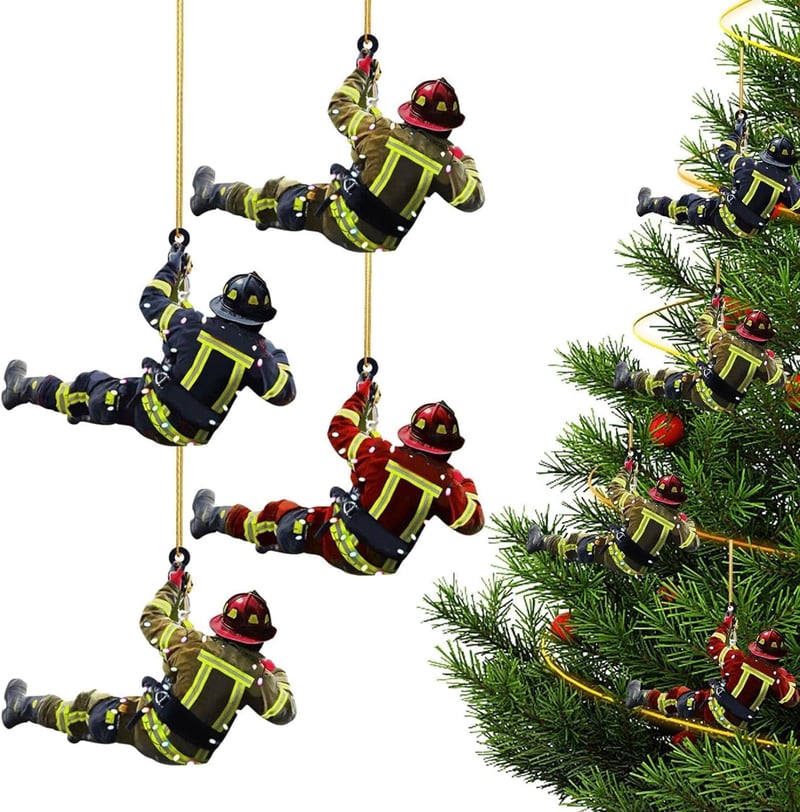 Bohrma Tűzoltó Karácsonyi Akril Díszek 4 db Ablak Fali Dekoráció