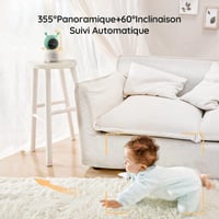 Detská pestúnka BOIFUN 2K s 5-palcovým displejom, 360° otáčaním, detekciou pohybu, automatickým sledovaním, farebným nočným svetlom, mobilnou aplikáciou a 4x priblížením 5