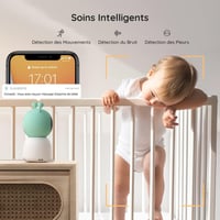 Detská pestúnka BOIFUN 2K s 5-palcovým displejom, 360° otáčaním, detekciou pohybu, automatickým sledovaním, farebným nočným svetlom, mobilnou aplikáciou a 4x priblížením 4