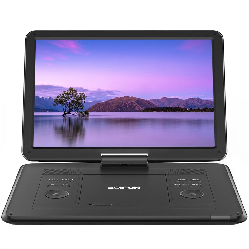 Prenosný DVD prehrávač BOIFUN DP0168, 17,5-palcový, 15,6-palcový HD displej, 6-hodinová výdrž batérie, podpora USB/SD karty/TV synchronizácie, čierny