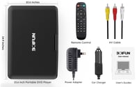 Prenosný DVD prehrávač BOIFUN DP0168, 17,5-palcový, 15,6-palcový HD displej, 6-hodinová výdrž batérie, podpora USB/SD karty/TV synchronizácie, čierny 9