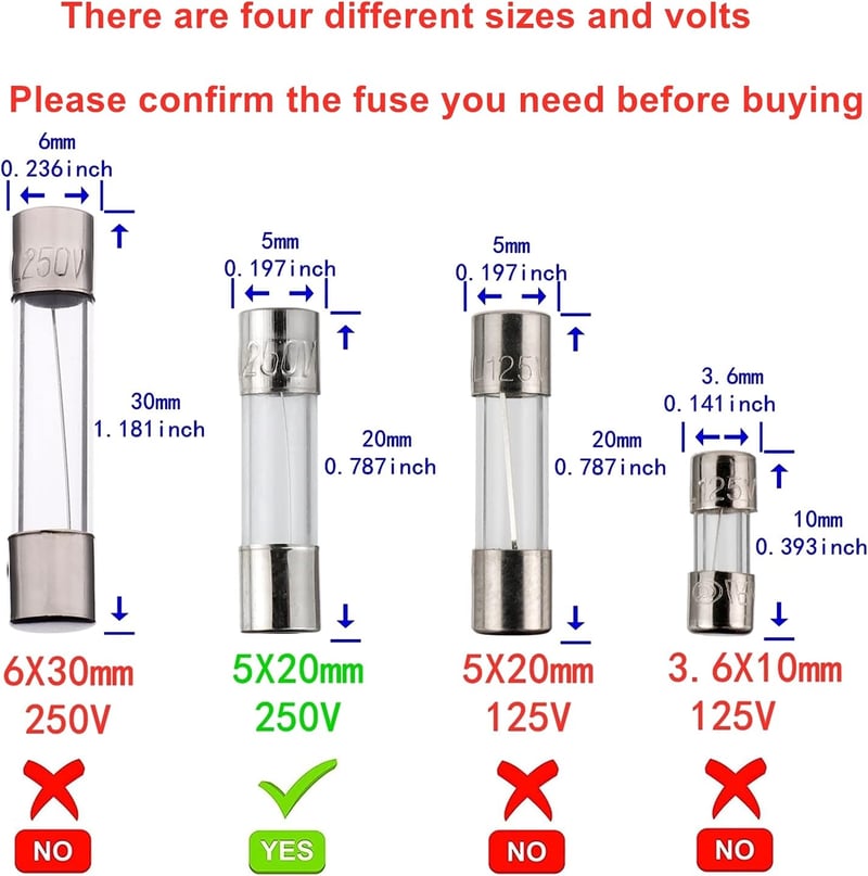 BOJACK 10A 250V Gyors Biztosíték 5x20mm Üvegcső 20db Csomag - F10A