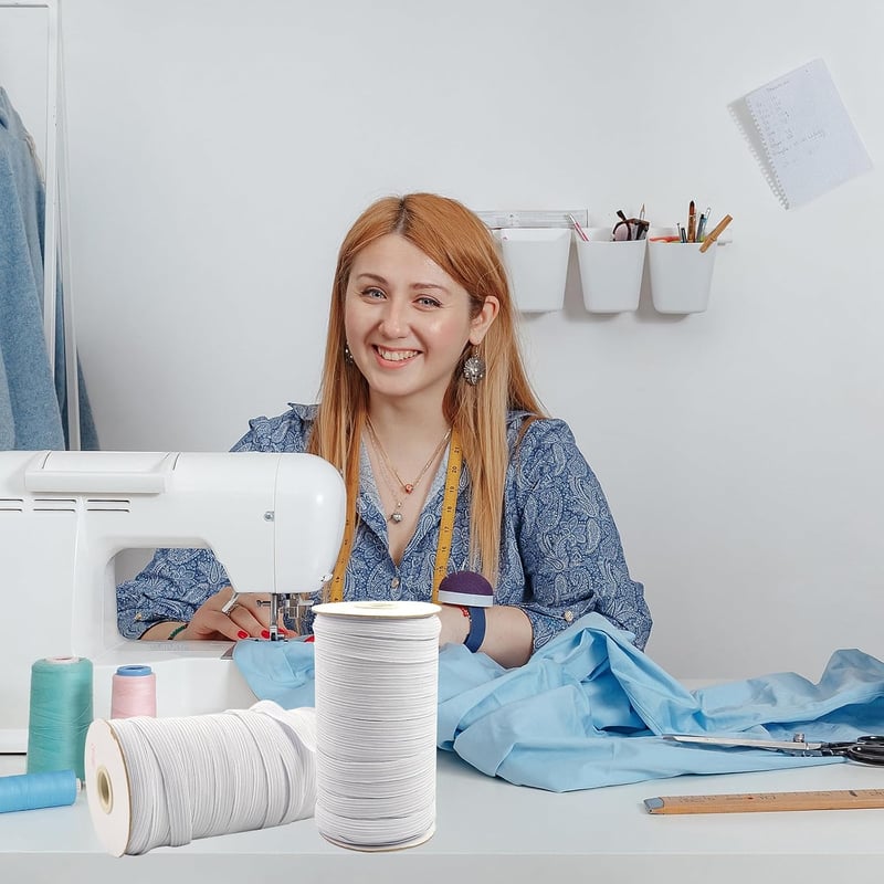 BOKFJBP 6 mm fehér rugalmas gumiszalag varráshoz 50 méter textil DIY háztartási kiegészítőkhöz