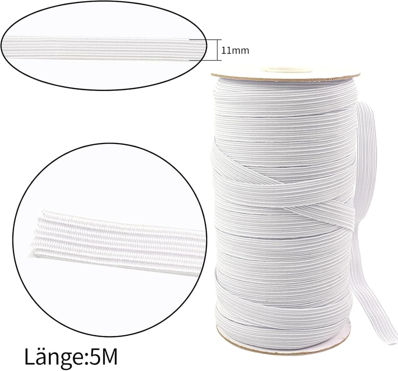 BOKFJBP 6 mm fehér rugalmas gumiszalag varráshoz 50 méter textil DIY háztartási kiegészítőkhöz