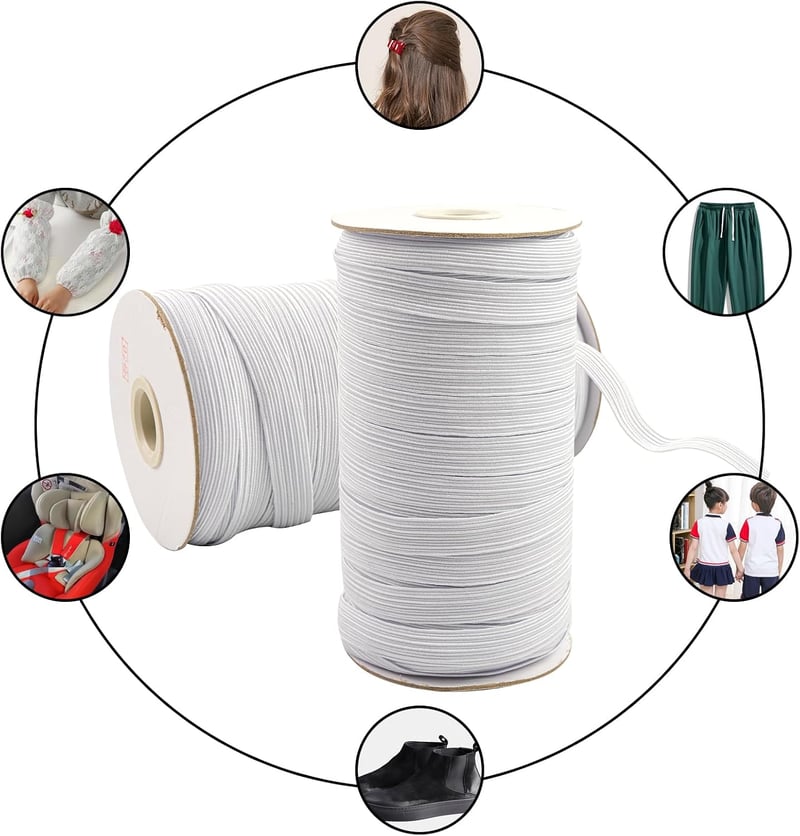 BOKFJBP 6 mm fehér rugalmas gumiszalag varráshoz 50 méter textil DIY háztartási kiegészítőkhöz