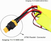 Boladge XT90 paralelný adaptér, rozbočovač a kábel, 1x samica na 2x samec, pre RC LiPo batérie kvadrokoptér, 3 ks 3