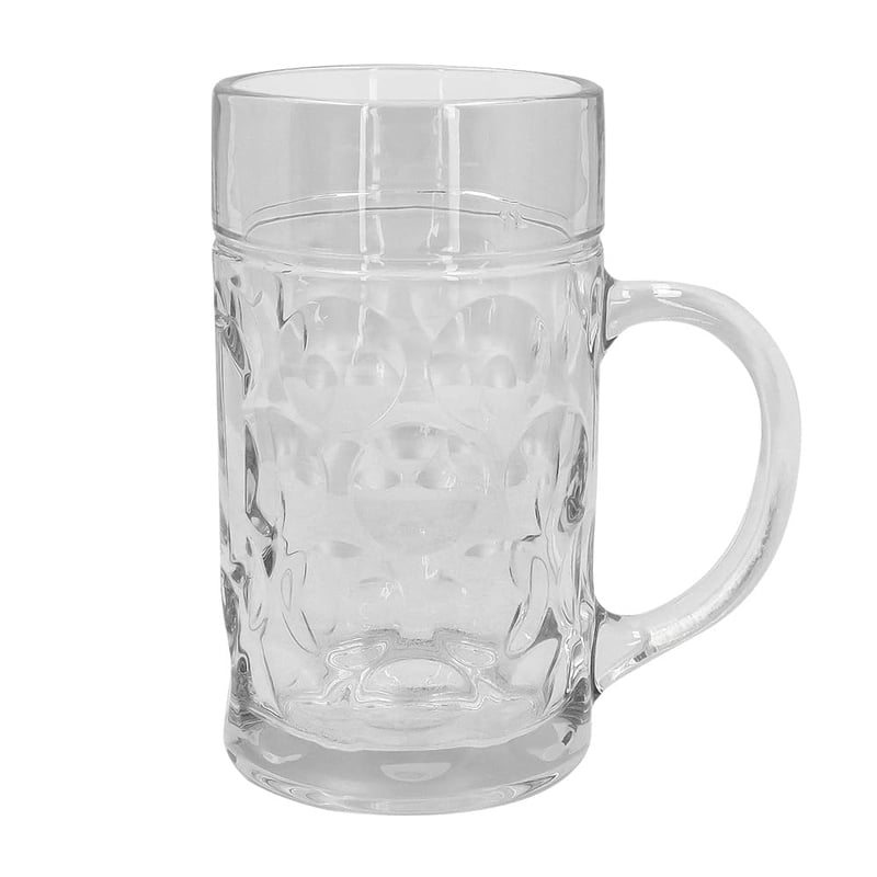 Boland 54249 Sklenený krígeľ na pivo 1 liter, odmerný krígeľ na párty, narodeniny alebo pivný festival, priehľadný pohár na jedno pivo