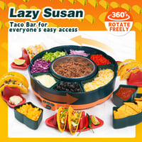 Set Petrecere BOLLFO Taco Tuesday - Încălzitor cu 3 Trepte de Temperatură, 6 Tăvițe, 4 Suporturi pentru Taco, Recipient de 940 ml, Tavă Rotativă Lazy Susan pentru Servire Nachos și Fajitas, Verde 2