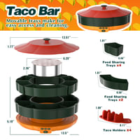 Set Petrecere BOLLFO Taco Tuesday - Încălzitor cu 3 Trepte de Temperatură, 6 Tăvițe, 4 Suporturi pentru Taco, Recipient de 940 ml, Tavă Rotativă Lazy Susan pentru Servire Nachos și Fajitas, Verde 3