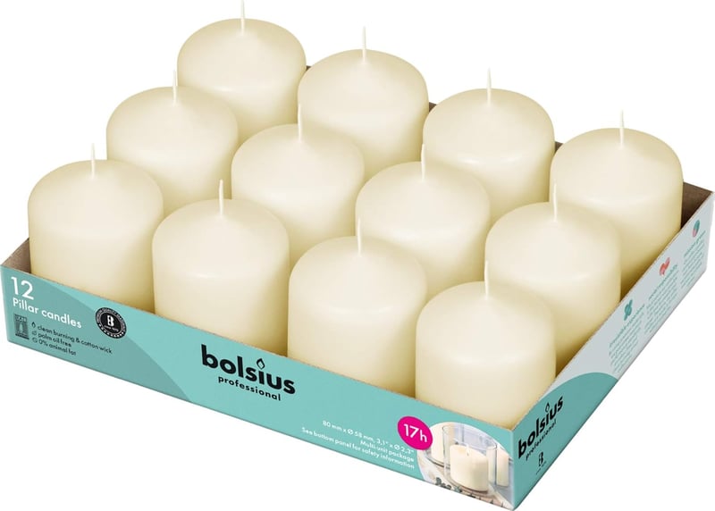 Bolsius 12 darabos Ivory Gyertyaszett Téli Fenyő Illattal