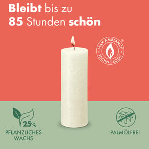 Bolsius Rustik svijeća stupna bijela 4 kom - 19x7 cm - 85 sati gorenja - Bez mirisa, prirodni biljni vosak, bez palminog ulja