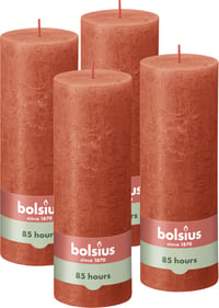 Bolsius Rustikalna cilindrična svijeća narančasta 4 kom - 19x7 cm - 85 sati gorenja - Dekorativna svijeća od biljnog voska bez mirisa, bez palminog ulja 1