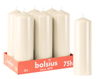 Bolsius glatka stupna svijeća - boja slonovače - 6 komada - 20 x 7 cm - ukrasna kućna svijeća - 75 sati gorenja - bez mirisa - prirodni biljni vosak 1
