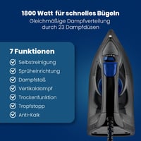 Bomann DB 6003 CB Gőzölős Vasaló 1800W Rozsdamentes Talppal és Antikalk Rendszerrel 3