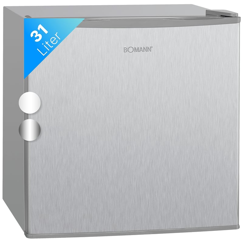Ladă frigorifică mini Bomann GB 341.1 Inox, 31 L, cu grătar, marcată cu stele și reglaj al temperaturii