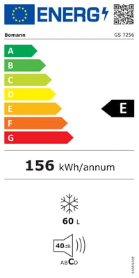 Mini mraznička Bomann GS 7256, 60 l, 3 zásuvky, 4 hviezdičky, tichá, biela, vymeniteľný záves dverí, do -18 °C 8