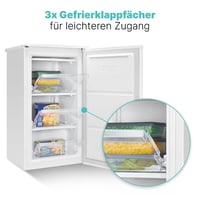 Mini mraznička Bomann GS 7256, 60 l, 3 zásuvky, 4 hviezdičky, tichá, biela, vymeniteľný záves dverí, do -18 °C 2