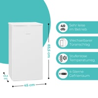 Mini mraznička Bomann GS 7256, 60 l, 3 zásuvky, 4 hviezdičky, tichá, biela, vymeniteľný záves dverí, do -18 °C 3