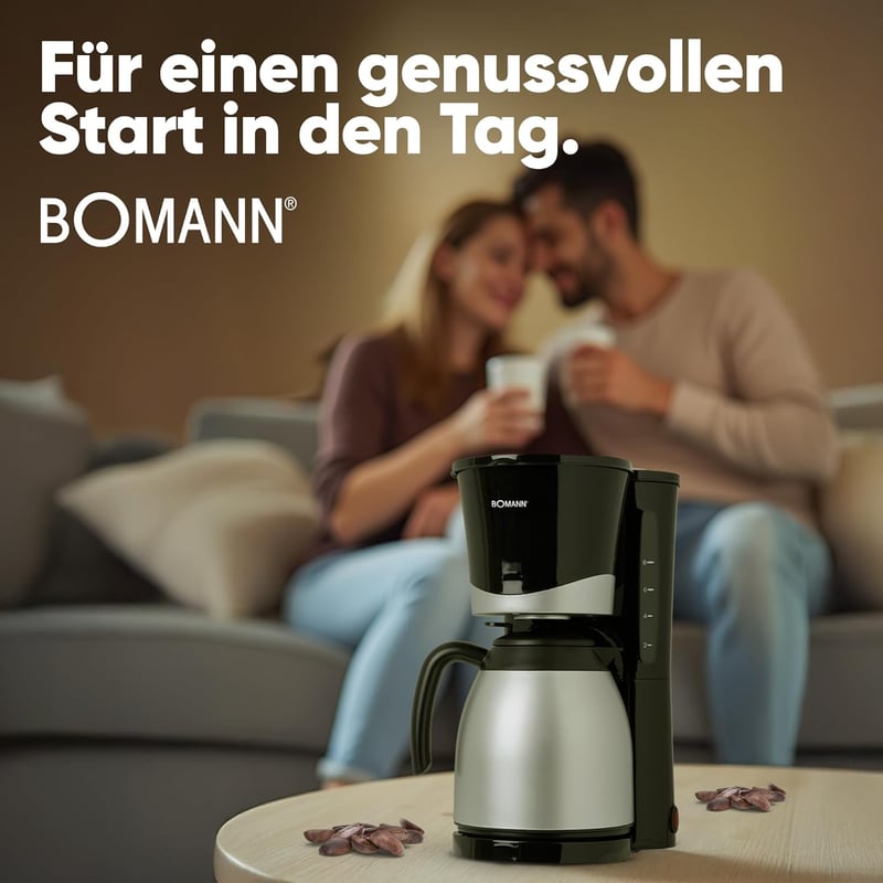 Bomann KA 168 Termosbetétes Kávéfőző 8-10 Csészéhez, 1 Literes Fekete