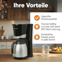 Bomann KA 168 Termosbetétes Kávéfőző 8-10 Csészéhez, 1 Literes Fekete 7