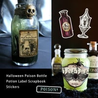 Set 106 autocolante pentru poțiuni magice bomichi – Etichete autoadezive „Apotecar Întunecat” pentru sticle de vin și scrapbooking – Decorațiuni de Halloween, accesorii Wicca, pentru jurnal și proiecte DIY 5