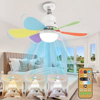BomKra Mennyezeti Ventilátor LED Világítással - 30W Csendes Lámpa Távirányítóval, 3 Sebességfokozat, Időzítő, Fényerőszabályzás, Hálószobába 1