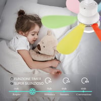 BomKra Mennyezeti Ventilátor LED Világítással - 30W Csendes Lámpa Távirányítóval, 3 Sebességfokozat, Időzítő, Fényerőszabályzás, Hálószobába 4