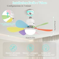 BomKra Mennyezeti Ventilátor LED Világítással - 30W Csendes Lámpa Távirányítóval, 3 Sebességfokozat, Időzítő, Fényerőszabályzás, Hálószobába 6